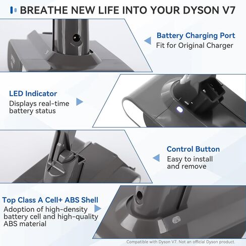 بديل 4.5 أمبير لبطارية Dyson V7 مع 1 × فلتر مسبق 1 × فلتر ما بعد 1 × فرشاة تنظيف متوافقة مع Dyson V7 Motorhead Pro، Trigger، Animal، Car Boat، Trigger+، Fluffy، Mattress، Absolut، خالية من الأسلاك، إلخ in Kuwait