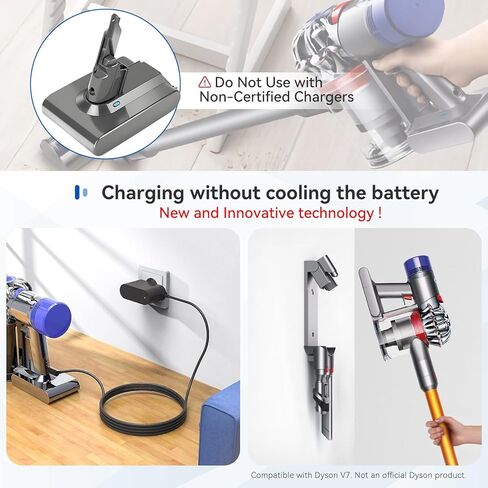 بديل 4.5 أمبير لبطارية Dyson V7 مع 1 × فلتر مسبق 1 × فلتر ما بعد 1 × فرشاة تنظيف متوافقة مع Dyson V7 Motorhead Pro، Trigger، Animal، Car Boat، Trigger+، Fluffy، Mattress، Absolut، خالية من الأسلاك، إلخ in Kuwait
