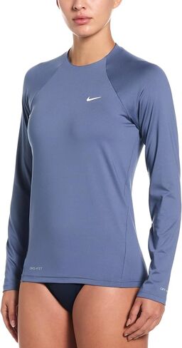 Nike Swim Women's Essential Long Sleeve Hydro Rash Guard Black, باتل بلو, XS in Kuwait