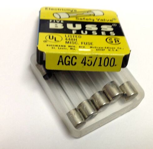 صندوق مكون من (5) صمامات Bussmann AGC 45/100 3AG 1/4" x 1-1/4" سريعة المفعول in Saudi Arabia