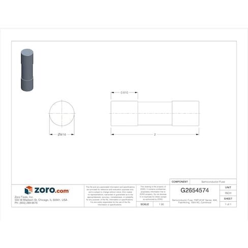Cooper Bussmann FWP-40A14F Ferrule Fuse, 40 Amp, 700 VAC, 14.3 mm x 50.8 mm in Saudi Arabia