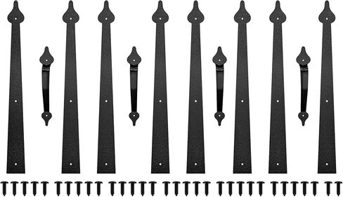 Steel Decorative Garage Door Hardware Kit, Faux Garage Door Accents,4hinges and 2handle Screw Mount, Black (1set) in Saudi Arabia