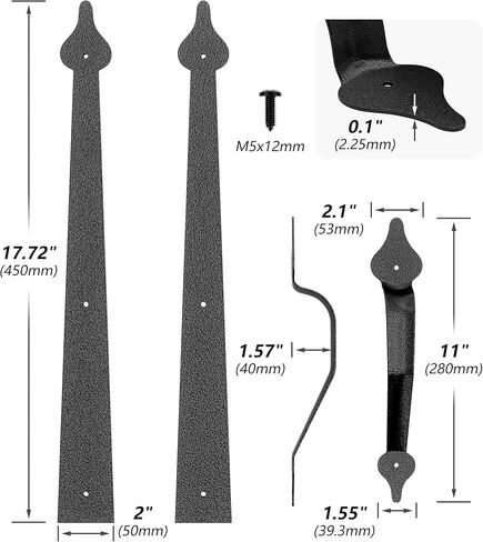 Steel Decorative Garage Door Hardware Kit, Faux Garage Door Accents,4hinges and 2handle Screw Mount, Black (1set) in Saudi Arabia