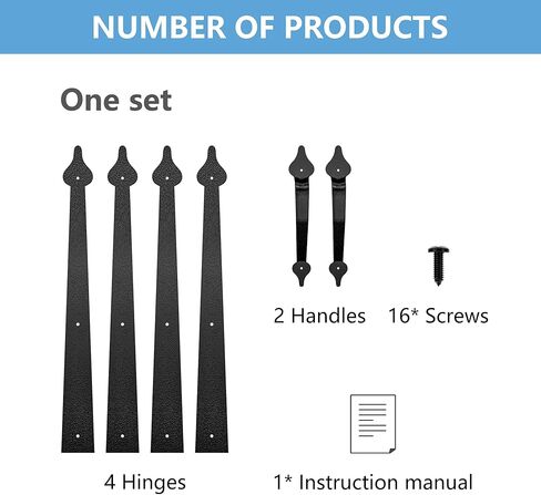 Steel Decorative Garage Door Hardware Kit, Faux Garage Door Accents,4hinges and 2handle Screw Mount, Black (1set) in Saudi Arabia