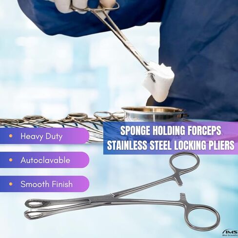 Foerster Sponge Forceps with Serrated Loops 7" Surgical Holding Veterinary Instruments Made of Stainless Steel also Used as Body Piercing Tools (Serrated Jaws STR) in Saudi Arabia