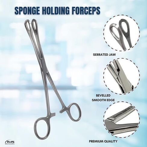 Foerster Sponge Forceps with Serrated Loops 7" Surgical Holding Veterinary Instruments Made of Stainless Steel also Used as Body Piercing Tools (Serrated Jaws STR) in Saudi Arabia