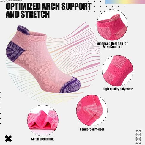 Ramede 50 Pairs Girls Socks Bulk Athletic Ankle Socks for 7-10 Years Old Toddler Girls Colorful Short Stripe Breathable Sports Crew Sock in Saudi Arabia