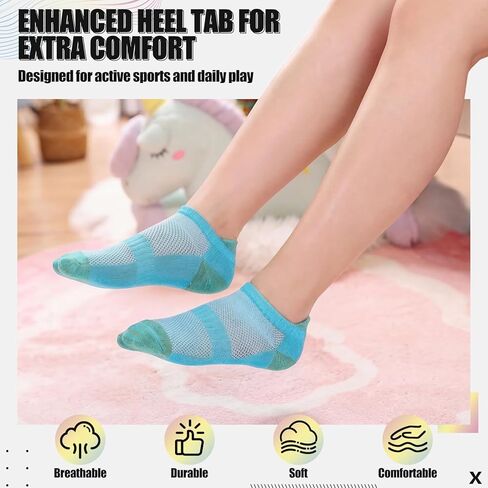 Ramede 50 Pairs Girls Socks Bulk Athletic Ankle Socks for 7-10 Years Old Toddler Girls Colorful Short Stripe Breathable Sports Crew Sock in Saudi Arabia
