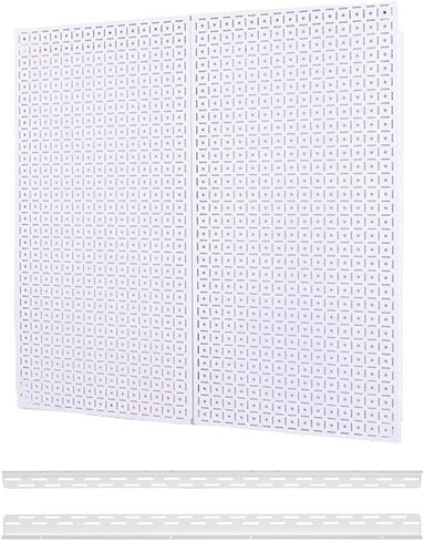 مجموعة OmniWall Pegboard مكونة من لوحتين جنبًا إلى جنب بطول 81.28 سم × عرض 81.28 سم لوحة معدنية للجراج وتخزين المنزل باللون الأسود in Kuwait