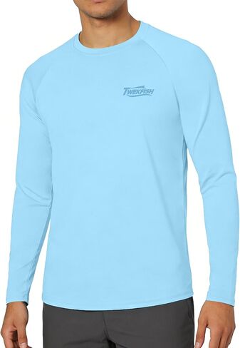 Men's UPF 50+ Fishing Shirt, Long Sleeve UV Protection Sun Shirts, Lightweight Quick Dry Graphic Tee for Running in Saudi Arabia