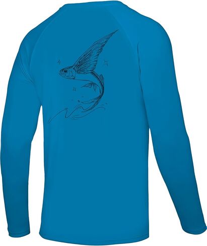 Men's UPF 50+ Fishing Shirt, Long Sleeve UV Protection Sun Shirts, Lightweight Quick Dry Graphic Tee for Running in Saudi Arabia
