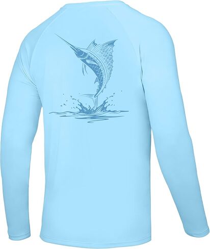 Men's UPF 50+ Fishing Shirt, Long Sleeve UV Protection Sun Shirts, Lightweight Quick Dry Graphic Tee for Running in Saudi Arabia