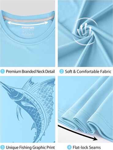 Men's UPF 50+ Fishing Shirt, Long Sleeve UV Protection Sun Shirts, Lightweight Quick Dry Graphic Tee for Running in Saudi Arabia