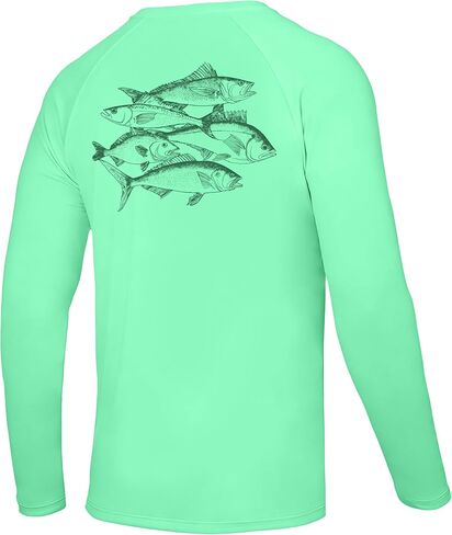 Men's UPF 50+ Fishing Shirt, Long Sleeve UV Protection Sun Shirts, Lightweight Quick Dry Graphic Tee for Running in Saudi Arabia