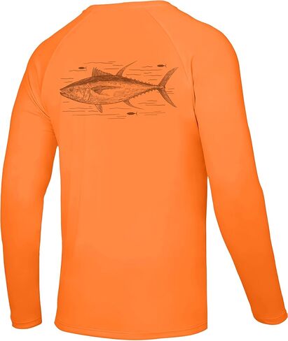 Men's UPF 50+ Fishing Shirt, Long Sleeve UV Protection Sun Shirts, Lightweight Quick Dry Graphic Tee for Running in Saudi Arabia