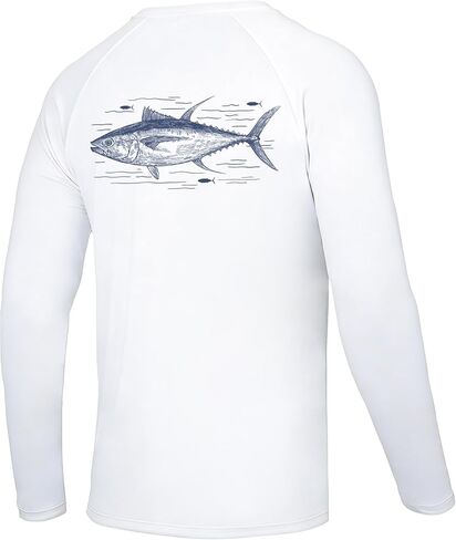 Men's UPF 50+ Fishing Shirt, Long Sleeve UV Protection Sun Shirts, Lightweight Quick Dry Graphic Tee for Running in Saudi Arabia