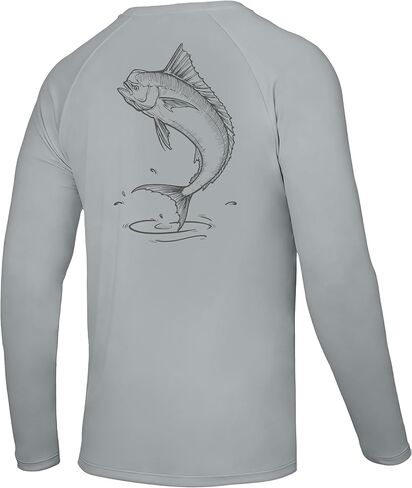 Men's UPF 50+ Fishing Shirt, Long Sleeve UV Protection Sun Shirts, Lightweight Quick Dry Graphic Tee for Running in Saudi Arabia