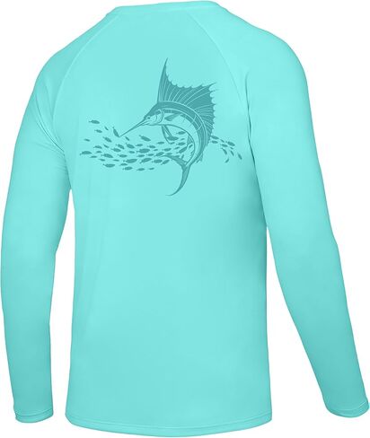 Men's UPF 50+ Fishing Shirt, Long Sleeve UV Protection Sun Shirts, Lightweight Quick Dry Graphic Tee for Running in Saudi Arabia