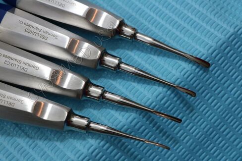 New German Grade Dental Elevator Tooth Extraction Tools 4 Pcs Curved 1.5MM to 4MM (A+ Quality) in Saudi Arabia