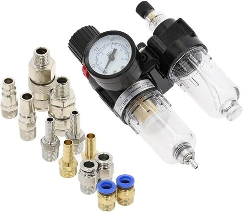 AFC2000 Oil Water Separator Regulator Trap Filter Airbrush Air Compressor Pressure Reducing G1/4 AFR2000 + AL2000 EU Fittings(AFC2000,10MM) in Saudi Arabia