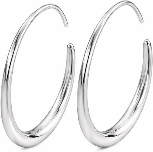 Lightweight Teardrop Gold Hoop Earrings for Women - ION Plated Gold Earrings for Women Stainless Steel Large Oval Curved - High Polished Statement Jewelry Gifts in Saudi Arabia