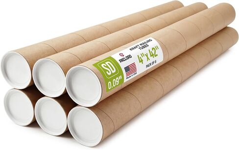 4" x 42" Reinforced Kraft Paper Mailing Tube, Pack of 1 Tube with 2 Caps – Secure USPS Approved – Cardboard Poster Mailer for Shipping and Storing of Prints, Artwork, Posters, or Documents in Saudi Arabia