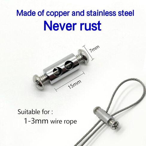 20 Pieces of M4 Wire Rope Clamps, 1/8 inch Rope, Made of Copper and Stainless Steel, Suitable for Outdoor Hanging, Reusable, and Never rusts. in Saudi Arabia