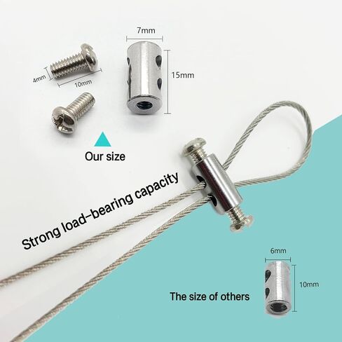 20 Pieces of M4 Wire Rope Clamps, 1/8 inch Rope, Made of Copper and Stainless Steel, Suitable for Outdoor Hanging, Reusable, and Never rusts. in Saudi Arabia