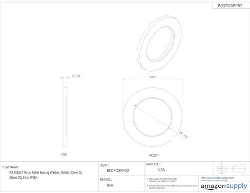 INA LS3047 Thrust Roller Bearing Washer, Metric, 30mm ID, 47mm OD, 3mm Width in Saudi Arabia