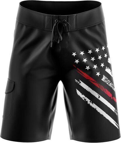 Tactical Pro Supply American Flag Board Shorts - Black Camo White Crest (Size 40) in Saudi Arabia