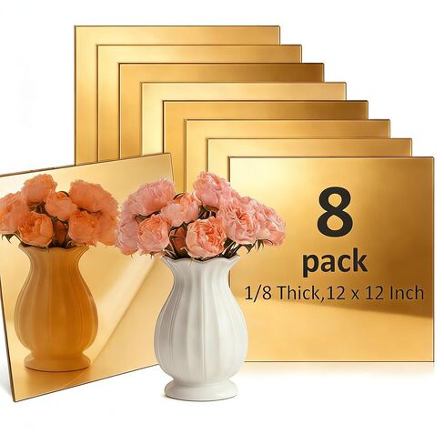 JMIATRY 8PCS Gold Acrylic Mirror Sheets 1/8 Thick,12 x 12 Inch Golden Mirror Acrylic Sheets 3 mm Plastic Mirrors Sheet Panels Mirrors Reflective Plexiglass Sheet for DIY Crafts, with Protective Film in Saudi Arabia
