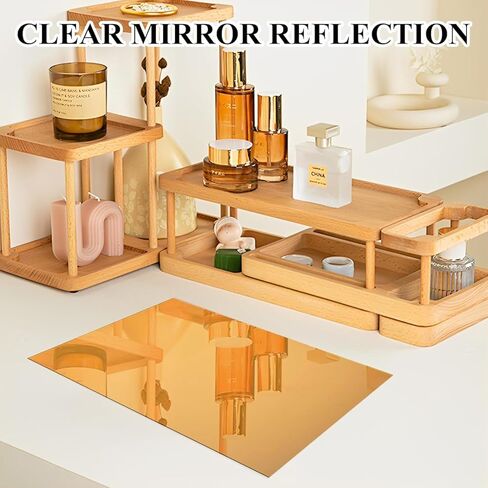 JMIATRY 8PCS Gold Acrylic Mirror Sheets 1/8 Thick,12 x 12 Inch Golden Mirror Acrylic Sheets 3 mm Plastic Mirrors Sheet Panels Mirrors Reflective Plexiglass Sheet for DIY Crafts, with Protective Film in Saudi Arabia