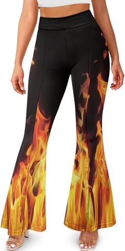 سراويل يوجا نسائية متوهجة بفتحة تنحنح عالية الخصر سراويل Bootcut للتمرين سراويل غير شرعية مقاس كبير سراويل للتمرين in Kuwait