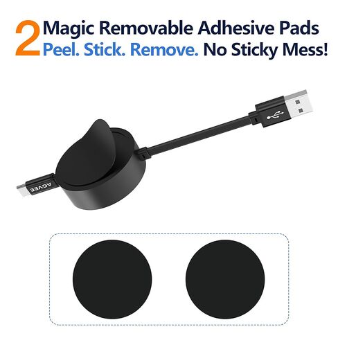 كابل شاحن AGVEE بطول 0.3 قدم ثابت / 2.3 قدم ممتد USB-A إلى C قابل للتركيب في اتجاه واحد وقابل للسحب 2.4 أمبير سلك شحن سريع، بحجم الجيب لهاتف iPhone 16 15 وSamsung وAndroid ومنظم المكتب، أسود in Kuwait