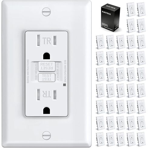 ELECTECK 10 منافذ GFCI 15 أمبير، مقاومة للطقس الخارجي (WR)، أوعية GFI للاختبار الذاتي مع مؤشر LED، قاطع دائرة الأعطال الأرضية، لوحة حائط بدون براغي، مدرجة في قائمة UL، أبيض in Saudi Arabia
