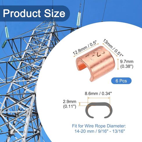 MECCANIXITY U-Shaped Copper Crimping Terminal Connector 9/16" - 13/16"(14-20mm) Wire Ferrules for 6 7 8 Awg Gauge, Solid or Twisted Wire Cable Rope Cable, Pack of 6 in Saudi Arabia