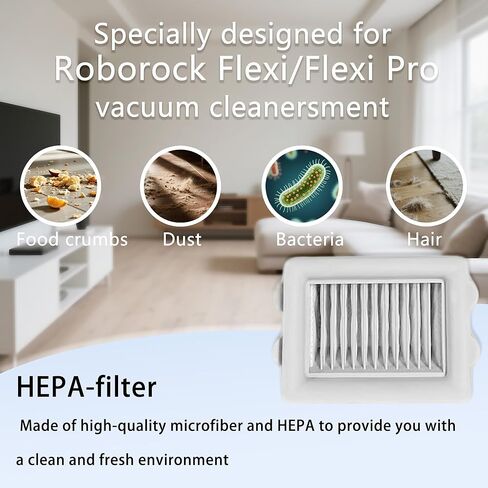 Flexi Series Replacement Parts Kit – 2 Roller Brushes + 2 HEPA Filters + 1 Cleaning Brush – Compatible with Roborock Flexi/Flexi Pro Handheld Wireless Vacuum Cleaner Maintenance Set in Saudi Arabia