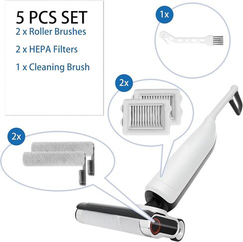 Flexi Series Replacement Parts Kit – 2 Roller Brushes + 2 HEPA Filters + 1 Cleaning Brush – Compatible with Roborock Flexi/Flexi Pro Handheld Wireless Vacuum Cleaner Maintenance Set in Saudi Arabia