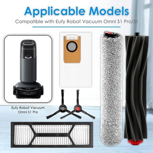 (20 حزمة) قطع غيار Omni S1 Pro متوافقة مع مكنسة Eufy Omni S1 Pro Robot الكهربائية، مجموعة الملحقات، فرشتان دوارتان مطاطيتان، 2 ممسحتان دوارتان، 6 فرش جانبية، 5 أكياس غبار، 5 مرشحات HEPA in Kuwait