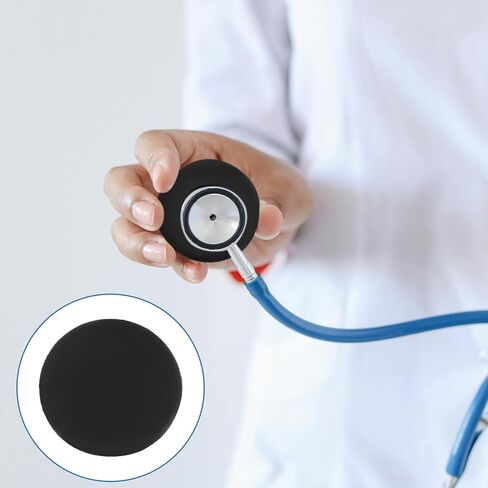 20Pcs Silicone Stethoscope Diaphragm Covers: Soft Replacement Chestpiece Protector & Bell Head Cover Spare Parts, Black in Saudi Arabia