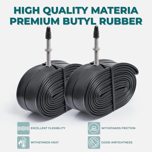 قطعتان، أنابيب دراجة ممتازة 29X1.75/1.90/1.95/2.0/2.10/2.125، متوافقة مع إطارات الدراجة 29x1.75 إلى 2.125، مع صمام بريستا FV48mm، مطاط البوتيل، تستخدم للدراجات الجبلية والطراد والمدينة والطرق in Kuwait