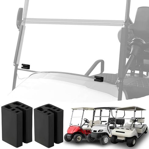 Golf Cart Foldable Windshield Bottom Retaining Clips Set 2 PCS for EZGO/Yamaha/Club Car DS, Folding Windscreen Window Glass Bumper Extrusion for Flat Pane Installation - Rectangular Shape in Saudi Arabia