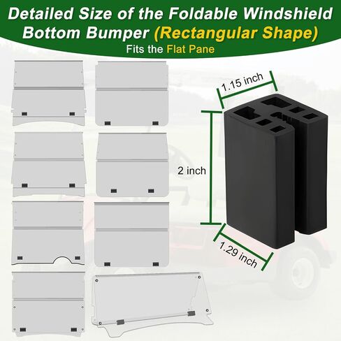 Golf Cart Foldable Windshield Bottom Retaining Clips Set 2 PCS for EZGO/Yamaha/Club Car DS, Folding Windscreen Window Glass Bumper Extrusion for Flat Pane Installation - Rectangular Shape in Saudi Arabia