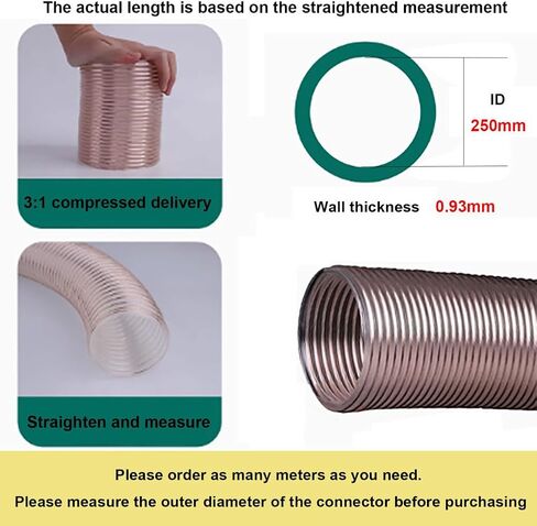 Strong industrial dust suction pipe, 250Mm ID, 1M Length, Flexible Transparent Vacuum for Industrial Extractor(0.93mm) in Saudi Arabia
