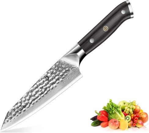 BRODARK Paring Knife, Damascus Utility Knife 5 inch, Japanese VG10 Steel Core Ultra Sharp Peeling Knife with Ebony Handle, Hand Made with Gift Box, Holiday Gifts in Saudi Arabia