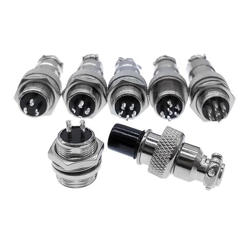 10PCS Metal Connector GX12 Panel Circular Socket 2pin 3Pin 4Pin 5Pin 6Pin 7Pin 5A 125v M12(7Pin Rubber cap10PCS) in Saudi Arabia