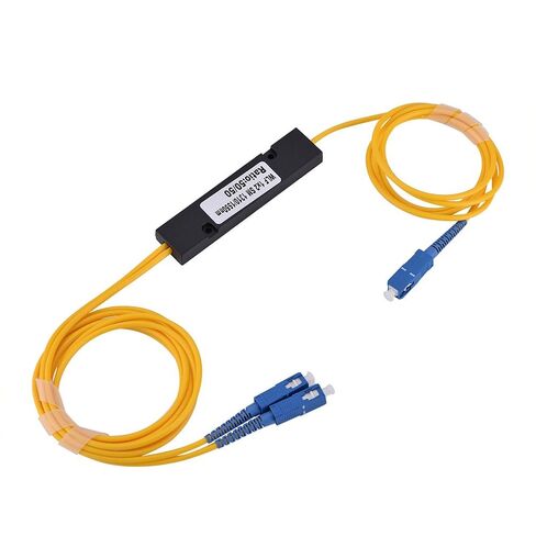 فاصل ألياف بصرية 1 × 2 SC، مقسم الطول الموجي PLC أحادي الوضع 1310 نانومتر 1550 نانومتر مع فقدان إدخال منخفض لتركيب شبكة FTTH FTTX وتوصيل الألياف البصرية in Saudi Arabia
