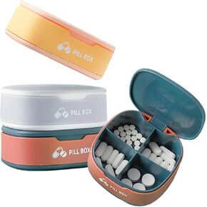 Pill Organizer Portable Pill Case Small Pill Box for Purse or Pocket Daily Pill Box Organizer 4 Times a Day for Vitamins Medicine Supplement (3 PCS) in Saudi Arabia