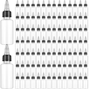 100 Pcs 1 oz Clear Plastic Squeeze Bottles Round Plastic Bottles with Twist Cap for Oil, Paint, Condiment, Tattoo Ink, Travel, Crafts in Kuwait