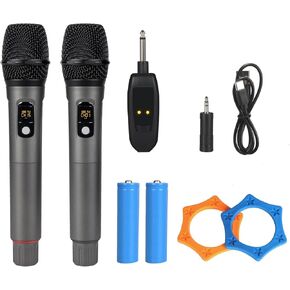 Wireless Microphone System, Dual 2.4GHz Cordless Mics with Receiver, Rechargeable Plug & Play Dynamic Microphones for Karaoke, Church, Party, Speech, 250ft Range in Saudi Arabia